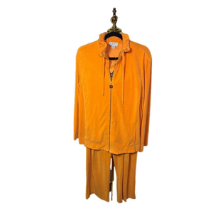 St. John Sport Orange Vintage Velour 2-Piece Tracksuit